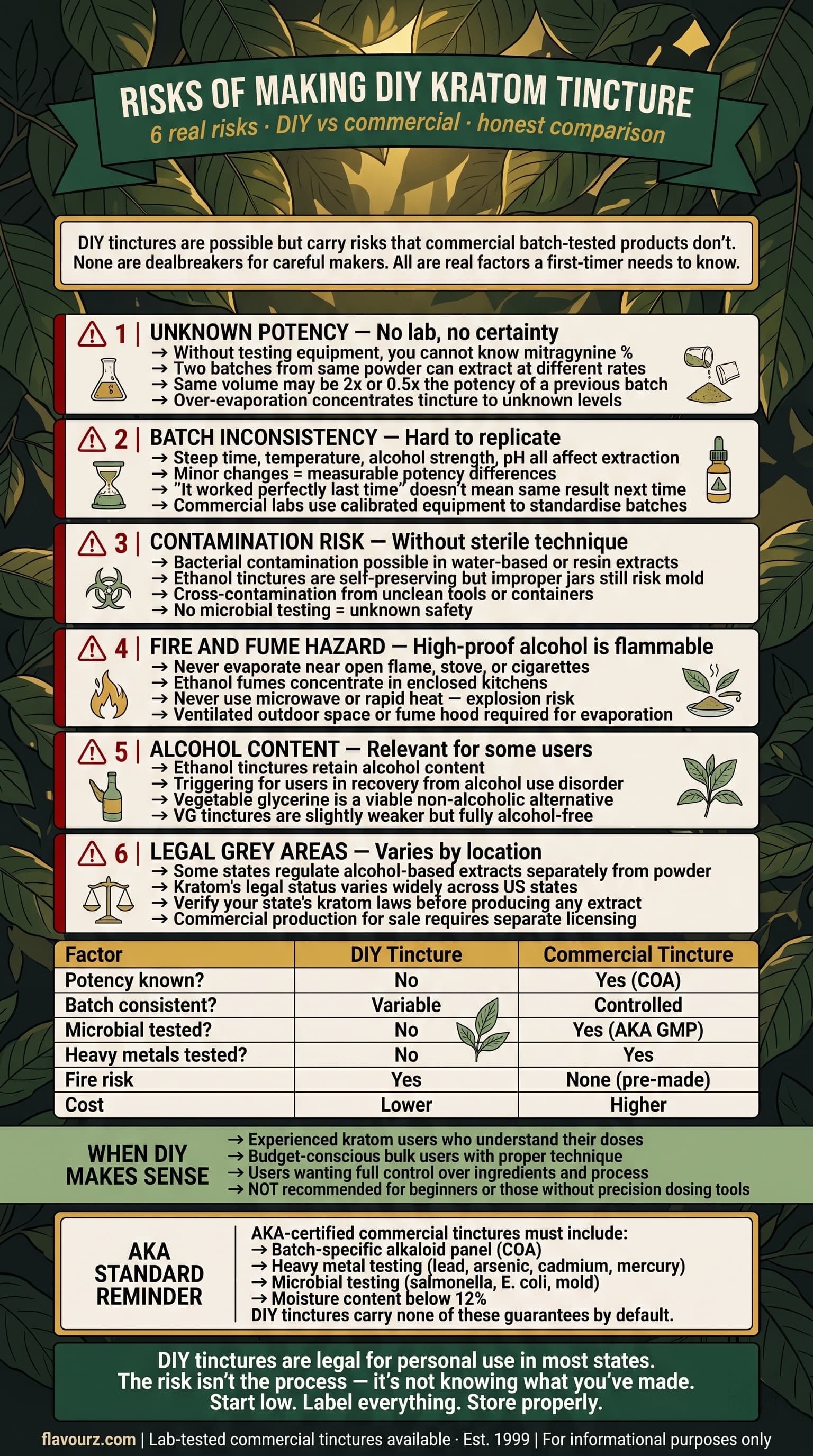 infographic for What Are the Risks of Making DIY Kratom Tincture
